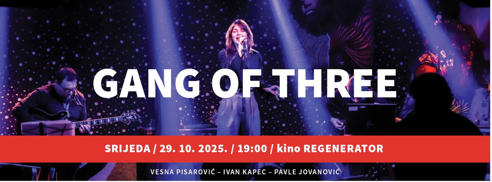Vesna Pisarović s hvaljenim jazz projektom Gang of Three nastupa u zabočkom Regeneratoru